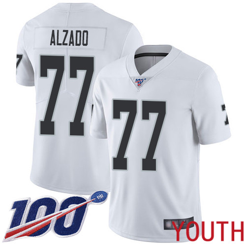 Oakland Raiders Limited White Youth Lyle Alzado Road Jersey NFL Football 77 100th Season Vapor Jersey